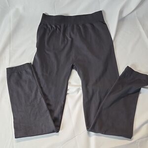 Fleece Lined Leggings Womens Gray 1XL Yoga Pants Tights Y2K Sports Minimalist